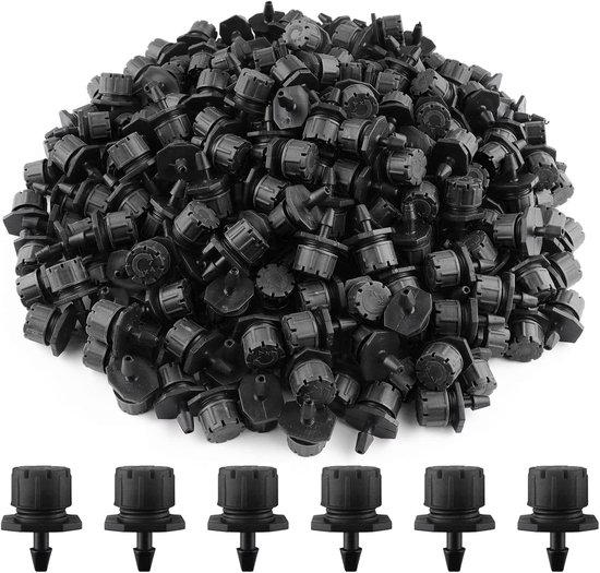 43. 200 Verstellbare Bewässerungstropfer, 1/4-zoll-mikro-flow-tropfsystemdüsen Für Gemüsegärten, Schwarz.