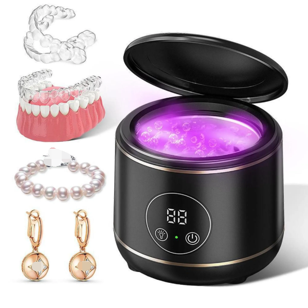 Ultraschallreiniger, 45khz Ultraschallreinigungsgerät Mit Uv-lampe, Tragbare Dentalkammer Für Zahnprothesen, Retainer, Schmuck.