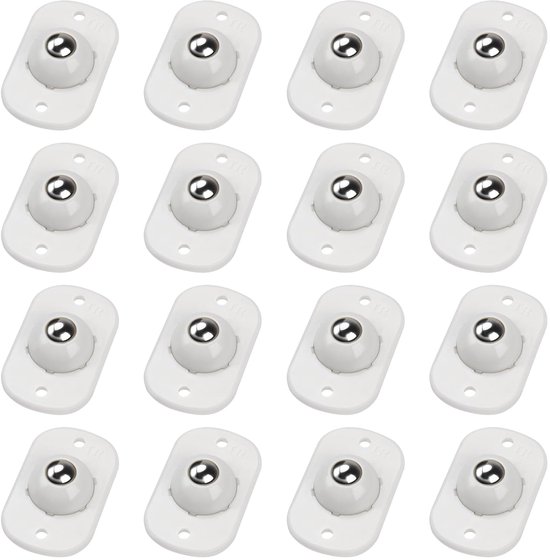 16-teiliges Set Lenkrollen, Kleine Mini-möbelrollen, 360° Drehbar, Abs-edelstahl, 4,5 X 2,8 X 1,4 Cm, Weiß/silber