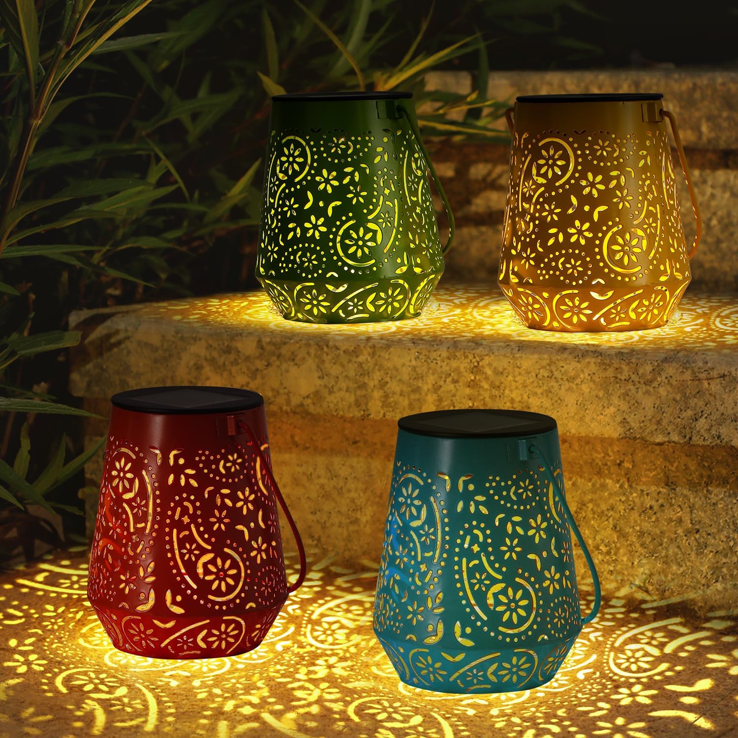 4er-pack Solarlaternen – Wasserdicht – Led – Mit Griff – Zum Aufhängen – Dekoration – Für Terrasse, Garten, Tisch Und Zaun