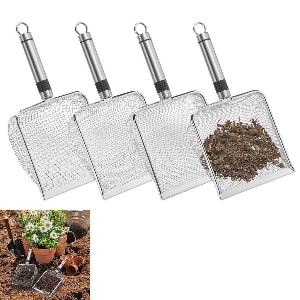 4-teiliges Gartensieb-set Aus Edelstahl Inklusive Griff, Kompostsieb, Sandsieb, Erdsieb, Maschenweiten 2/2,8/3,8/5 Mm