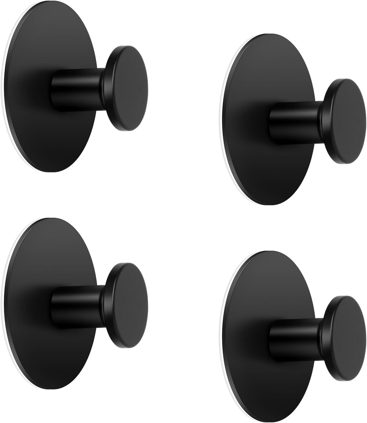 Moderne, Schwarze, Runde Handtuchhaken Aus Edelstahl Mit Klebefläche Zur Wandmontage, Bohrfrei, Für Küche, Bad Und Abstellraum, 4er-pack
