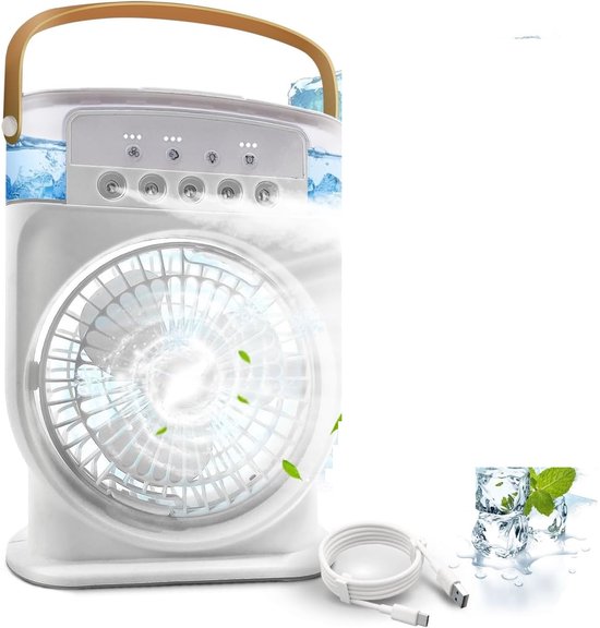 4-in-1 Tragbare Mini-klimaanlage, Ventilator, Leise, Ohne Schlauch, Wiederaufladbar, Timer, Weiß