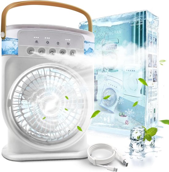 Mobile Klimaanlage, Leise, 4-in-1, Luftkühler, Mini Mit Akku, Tragbare Klimaanlage, Ohne Abluftschlauch, Ventilator, Typ C Mit Timer (weiß)