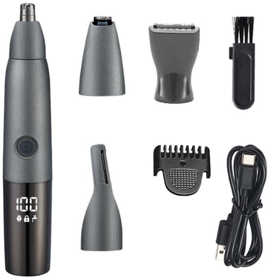 4-in-1 Usb-wiederaufladbarer Nasen- Und Ohrhaartrimmer Mit Led-anzeige Und Ipx7-wasserschutz