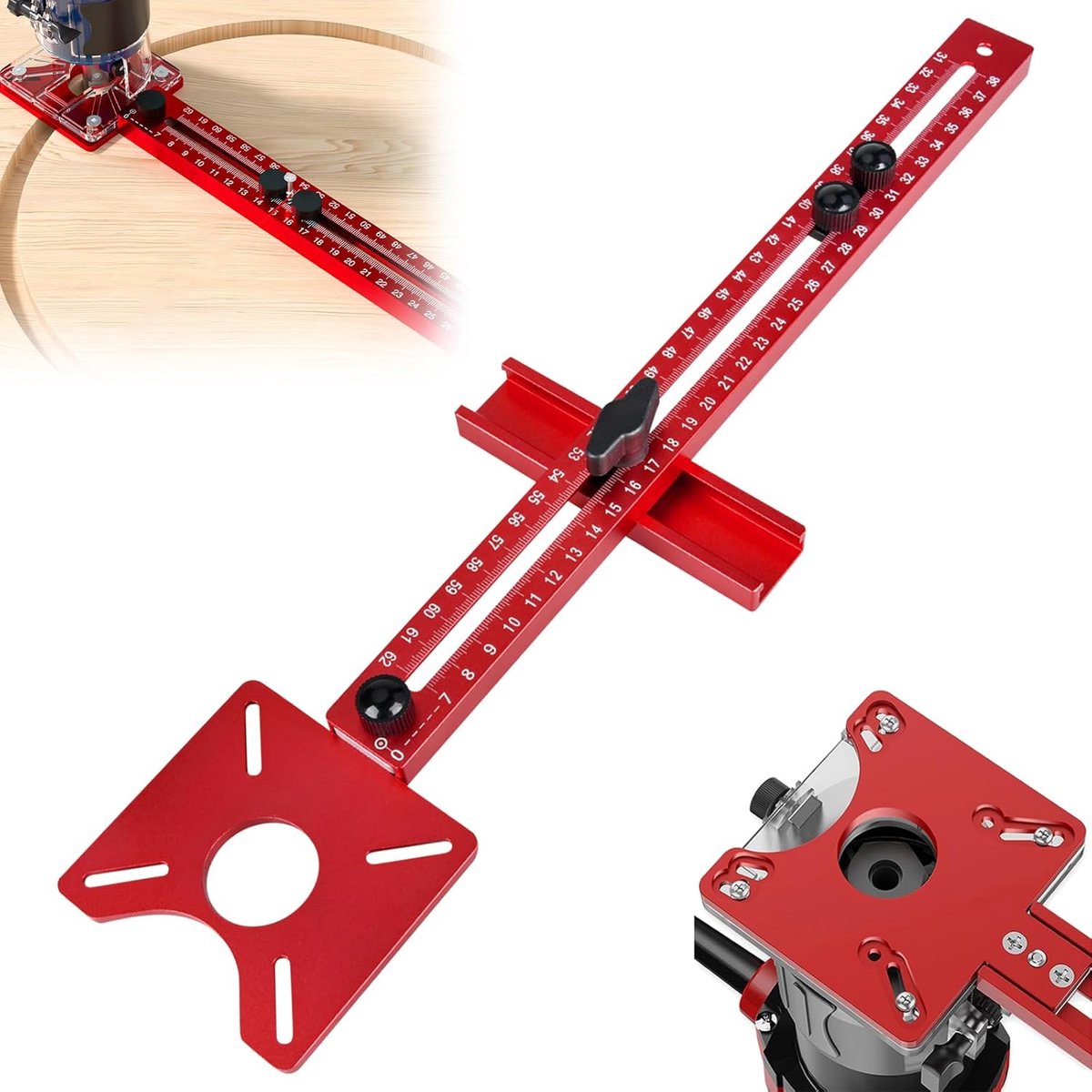 4-in-1 Multifunktions-frässchlitzhalter Aus Aluminium, Multifunktions-frässchablone, Verstellbarer Fräszirkel Aus Aluminium, Multifunktional