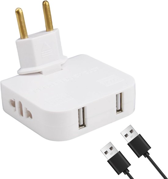Set Mit 2 Flachen, Ultradünnen Steckdosenleisten – 2 Steckdosen + 2 Usb-anschlüsse – Um 180° Drehbarer Stecker – Geeignet Für Den Platz Hinter Küchenschränken – 220 V