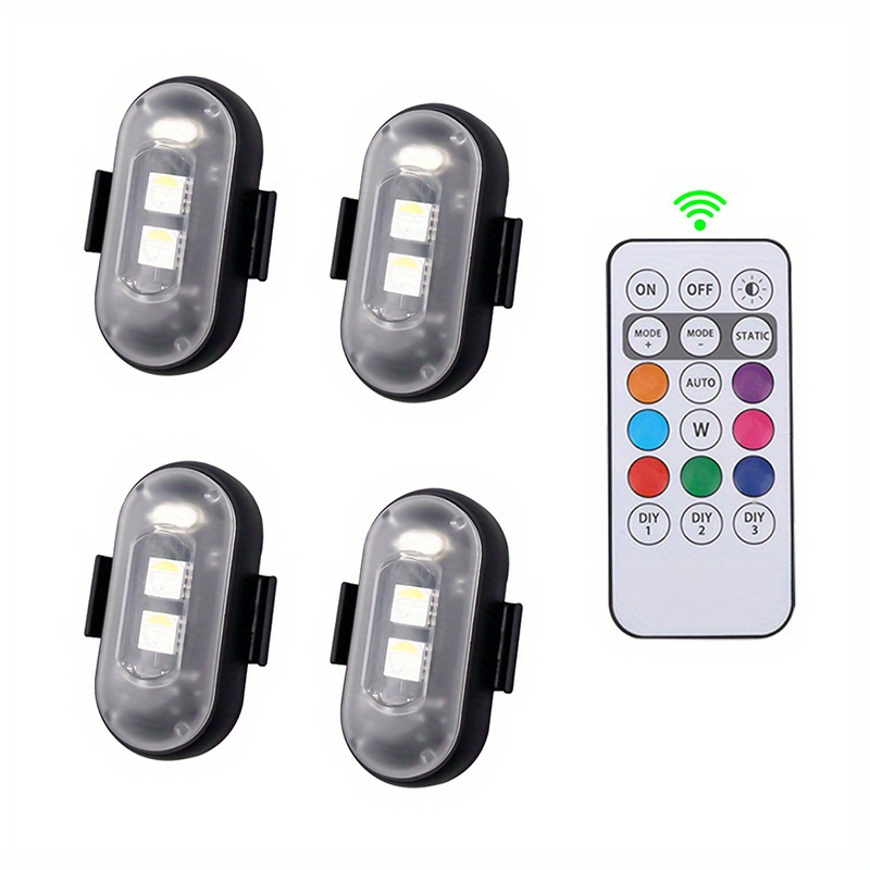 4-teiliges, Per Usb Wiederaufladbares Led-dekorationsleuchten-set, Rgb-funkfernbedienung, Mehrfarbige Beleuchtungsmodi Für Zuhause, Autos Und Motorräder