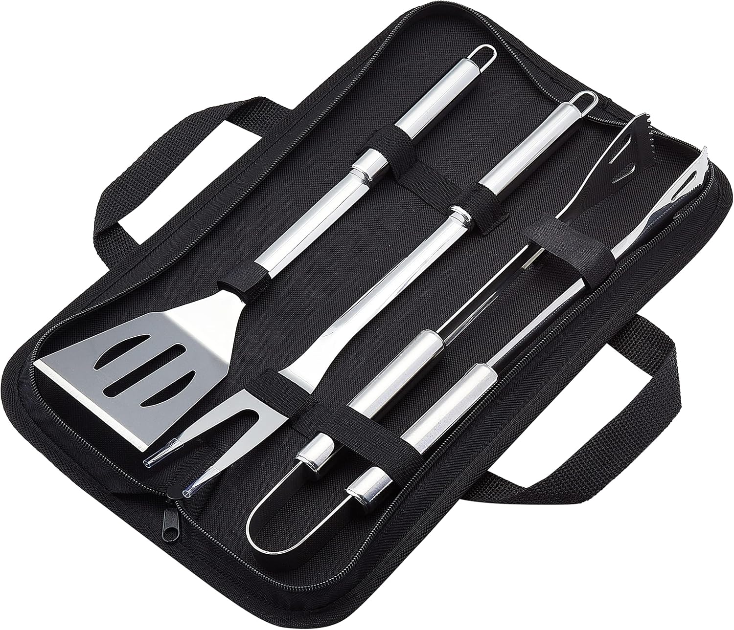 4-teiliges Edelstahl-grillset Mit Tragetasche – Rostfrei – Spülmaschinenfest – Grundlegende Grillutensilien