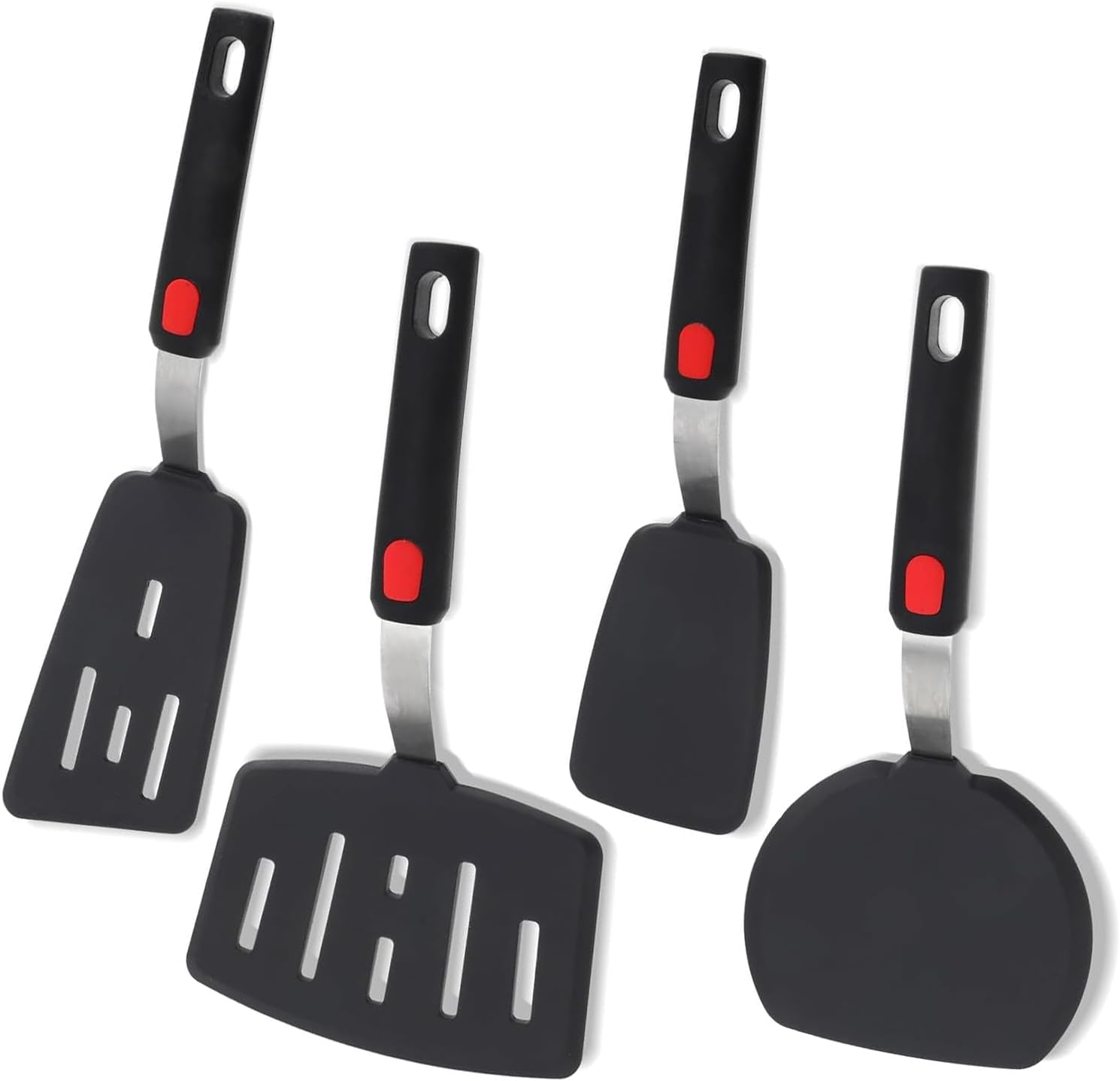 Silikon-wender-set, 4-teilig – Silikon-backspatel, Schwarz – Bpa-frei – Großes Küchenutensil-set Aus Gummi – Eier