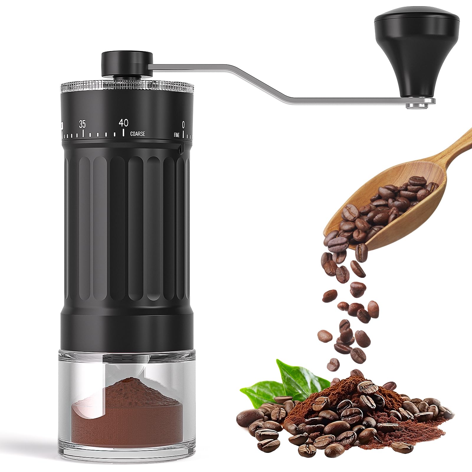 Manuelle Kaffeemühle Mit Extern Einstellbarer Mahlgraden: Tragbare Kaffeemühle Mit Hochwertigem Keramikmahlwerk, 40 Mahlgradeinstellungen, Ideal Für Unterwegs