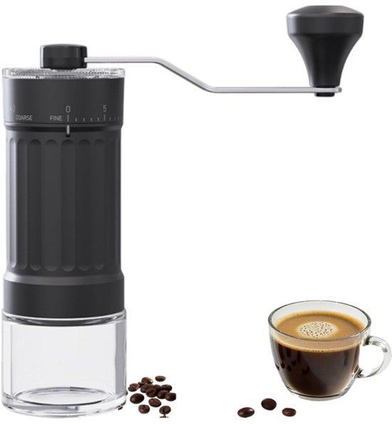 Manuelle Kaffeemühle, Tragbare Kaffeemühle Mit Externer Verstellung, Schwarz, 17 X 5,8 X 19 Cm