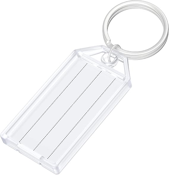 40er-packung 5 Cm Kunststoff-metall-schlüsselanhänger, Einfarbiges Papieretikett, Transparente Schutzhülle, Kratzfester Ring