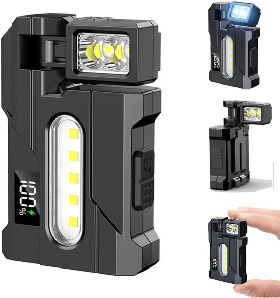 400 Lumen Usb-wiederaufladbare Edc-schlüsselanhänger-taschenlampe Mit 180° Drehbarem Magnetfuß (ip68 Wasserdicht)