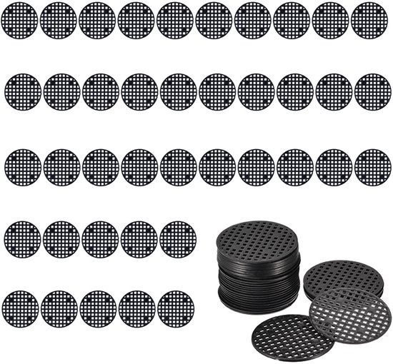40-teiliges Drainagenetz Für Blumentöpfe, Runde Pflanzmatte Mit 45 Mm Durchmesser Für Topfpflanzen Im Freien – Schwarz