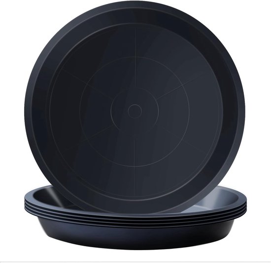 Pflanztablett - Kunststofftablett - 5 Schwarze Blumentöpfe - 30 Cm - Geeignet Für Blumentöpfe