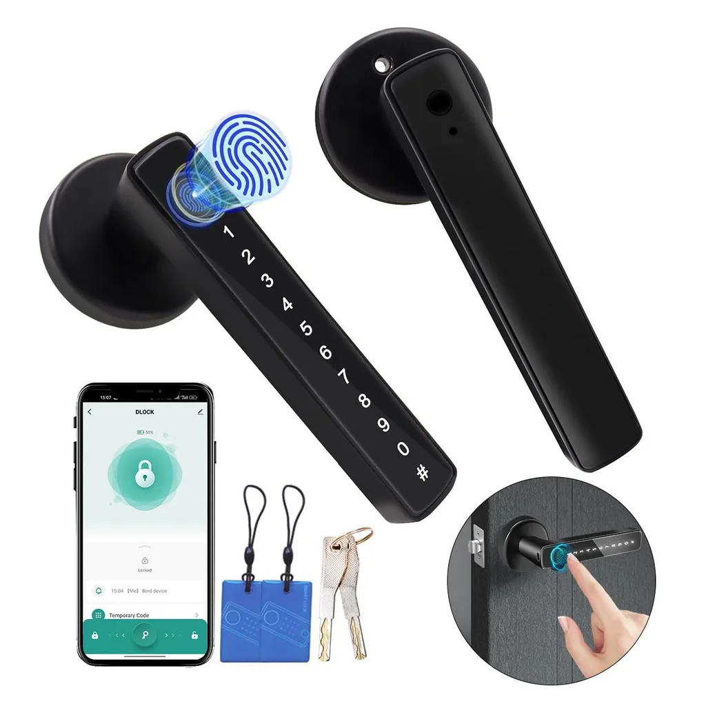 Der Intelligente Fingerabdruck-türgriff Mit Tastatur Und Biometrischem Türschloss Ermöglicht Das Schlüssellose Öffnen Und Schließen Von Innen- Und Bürotüren.