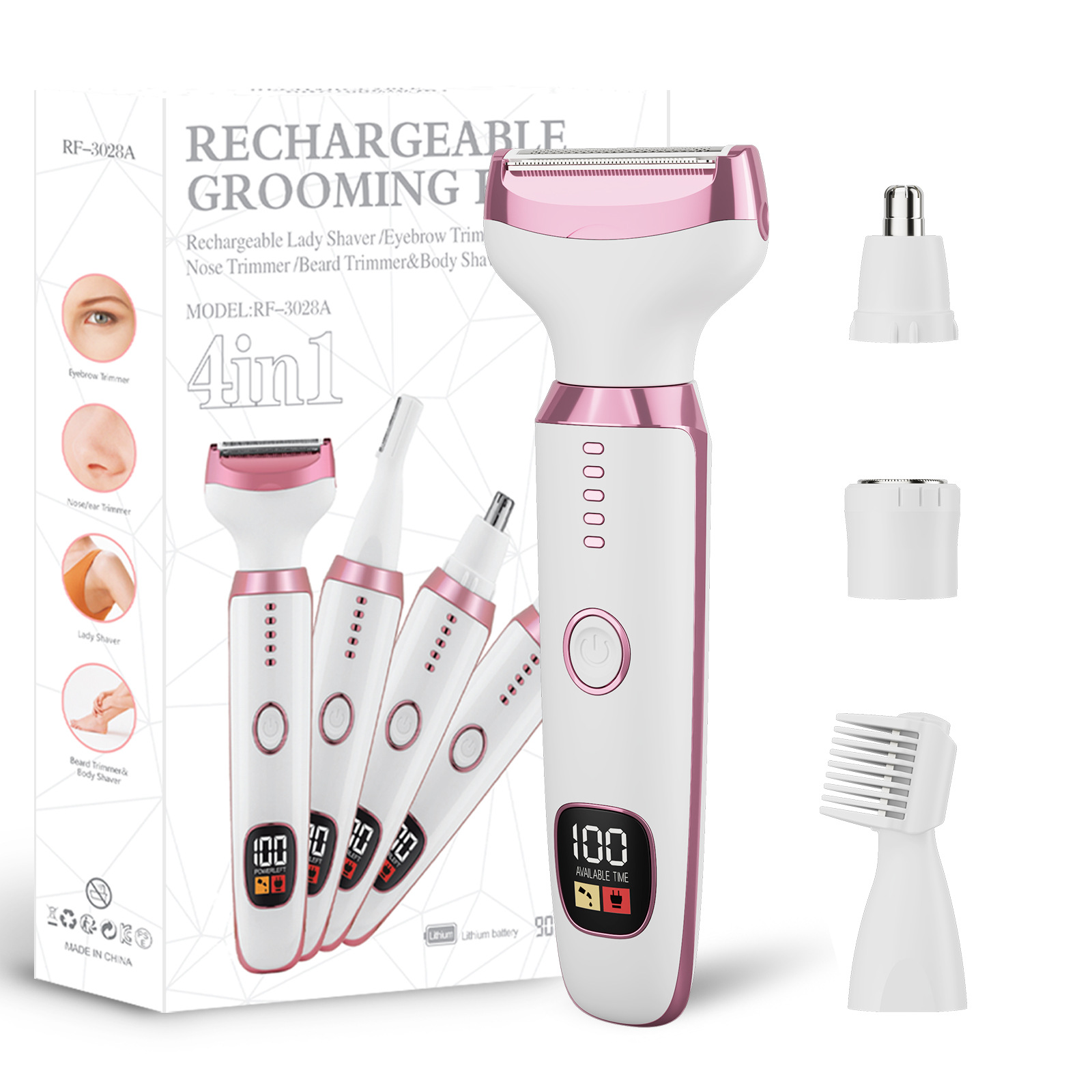 Elektrischer Damenrasierer, Bikinitrimmer, 5-in-1-elektrorasierer Für Damen, Nass-/trockenrasierer Für Gesicht, Nase, Augenbrauen, Arme, Achseln Und Beine