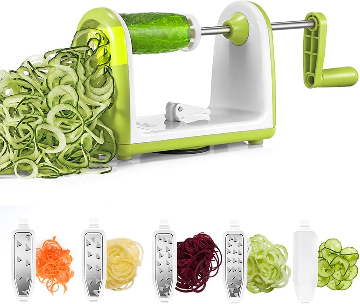 5-in-1 Gemüsespiralschneider, Multifunktionaler Manueller Gemüsespaghetti-schneider Mit Bpa-freiem Auffangbehälter, Spiral-gemüseschneider