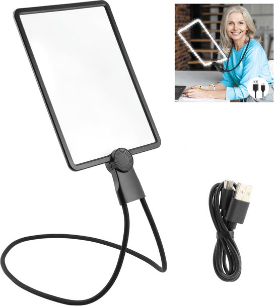 Leselupe Mit Led-beleuchtung, 5-fache Vergrößerung, Usb-c, 3-in-1, Einstellbare Helligkeit, Für Erwachsene Und Senioren