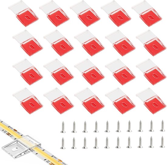20er-packung Transparente Led-streifenclips – Selbstklebende Montageclips Mit Schrauben – Led-streifenhalter Für 10 Mm Breite Led-streifen