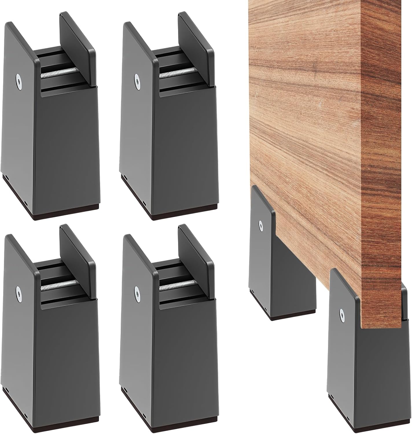 4er-pack Möbelfüße, Verstellbar, 10 Cm (4 Zoll) Stuhlfüße, Für Quadratische Und Runde Stuhlbeine, Breite 10–37 Mm, Für Sofas, Tische, Betten, Schränke, Schwarz