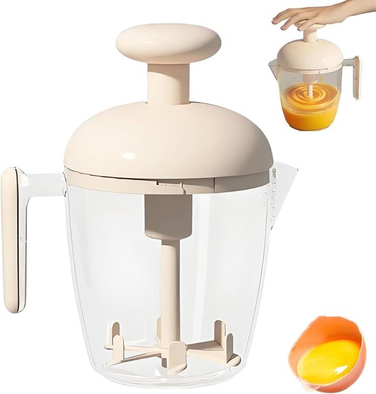 550-ml-handrührgerät Mit Schaumfilter Und Rührkopf, Multifunktional Für Eier/sahne – Cremeweiß