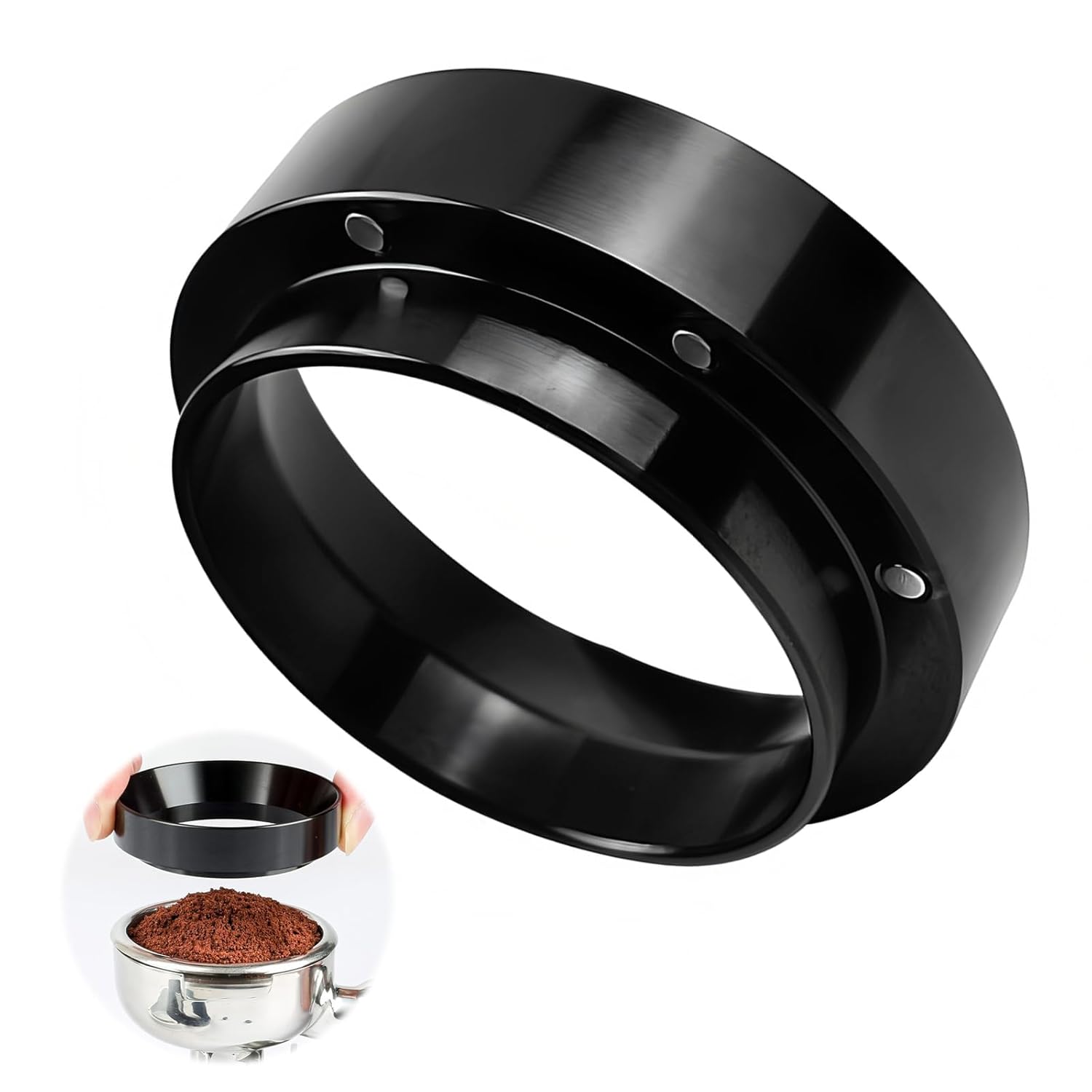 58-mm-magnet-kaffeefiltertrichter Aus Aluminium Mit Kaffeefilterpapierklappe Magnetring-kaffeefilterpapierklappe, Espresso-zubehör