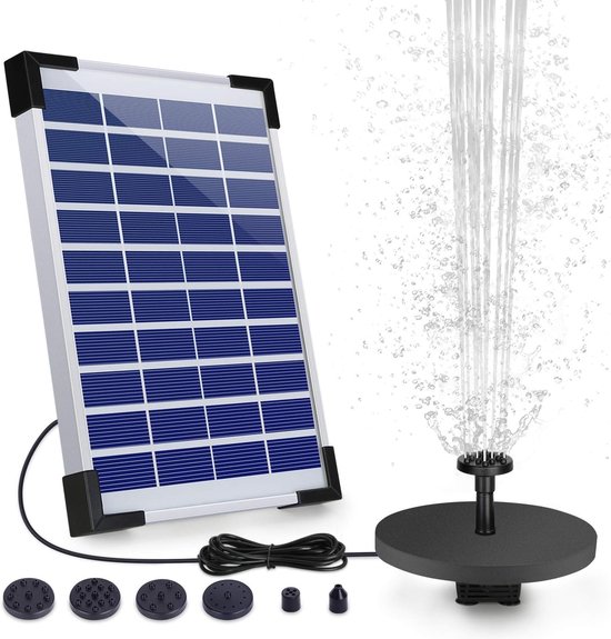 Solarbrunnenpumpe, 5-w-solarpanel-set, Gartenbrunnen, Wasserspiel Für Den Außenbereich, Geeignet Für Kleine Teiche, Gärten Und Schwimmbäder, Schwarz