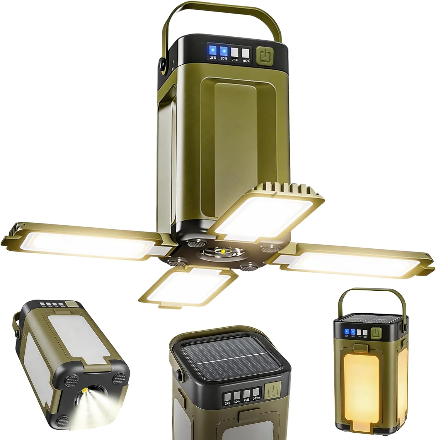 Solarbetriebene Campinglampe, Wiederaufladbar, Tragbar, 10.000 Mah, 100 Stunden Leuchtdauer, Für Zelte Geeignet, 4000 Lm, Outdoor-campinglampe