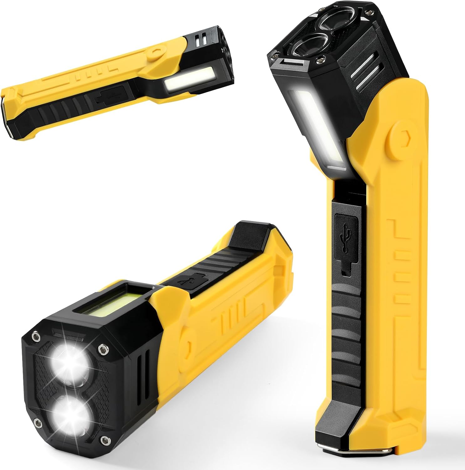 Wiederaufladbare Arbeitsleuchte, 3000 Mah Led-arbeitsleuchte Mit Magnetfuß Und Aufhängehaken, 6 Leuchtmodi, 1500 Lumen Taschenlampe Fürs Auto