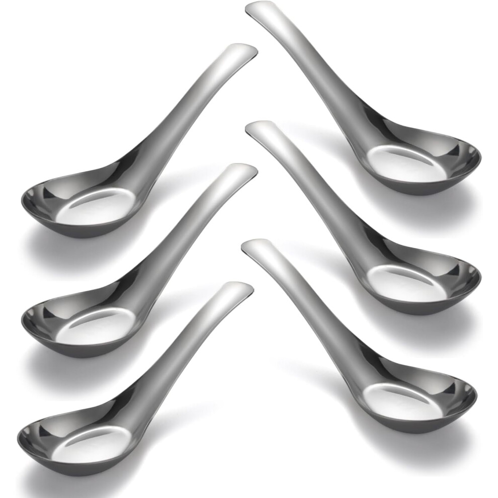 Ein Set Aus 6 Suppenlöffeln Aus Edelstahl