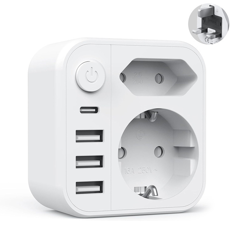 Reiseadapter Uk-adapter, Englischer Steckeradapter Mit 4 Usb-anschlüssen (2 A + 2 C), Typ-g-adapter Geeignet Für Großbritannien, Irland, Dubai, Malediven-vietnam