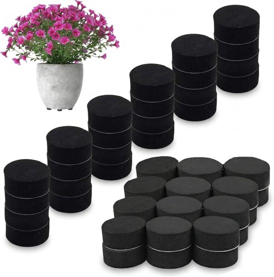 60er-packung Selbstklebende, Rutschfeste 30 X 10 Mm Eva-schaumstoff-pflanztopfmatten – Schwarz