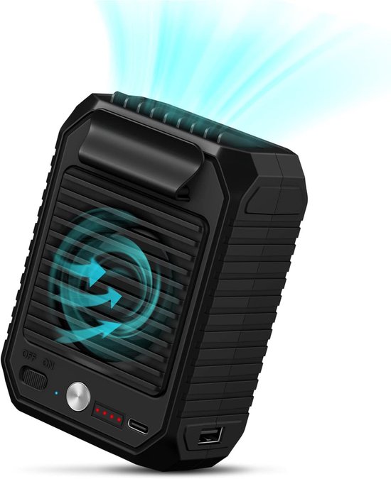 Freihändiger, Tragbarer Gürtelclip-ventilator (10000mah), 3-stufiger Persönlicher Gürtelventilator Für Arbeiten Im Freien Und Gartenarbeit.