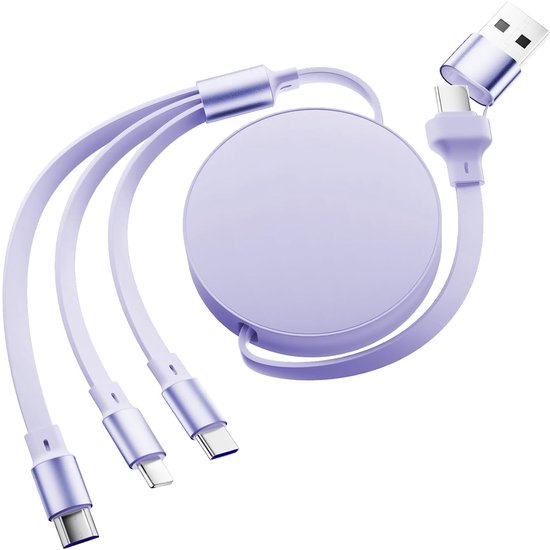 3-in-1 Multifunktionales Usb-ladekabel, 120 W, Mit Mikrofon, Für Handy/laptop/tablet/galaxy S23, Typ-c, Einziehbar.