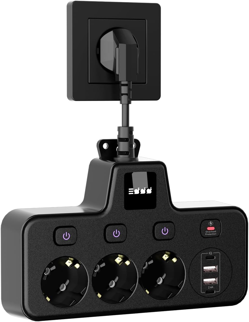 Steckdosenleiste Mit 3 Steckdosen, 2 Usb-a-anschlüssen Und 2 Usb-c-anschlüssen, Nachtlicht Mit Touchscreen, Einzelschalter-steckdose Für Büro Und Zuhause