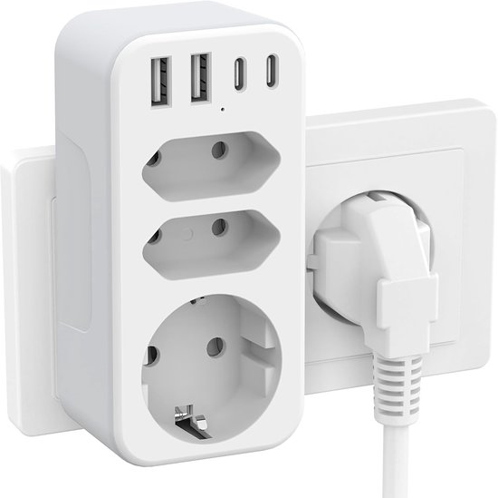 Steckdosenleiste Mit Schalter, 3 Steckdosen (3680w 16a) Und 4 Usb-anschlüsse (2 Usb-c + 2 Usb-a) Für Handys, Tablets, Zuhause Und Büro (weiß)