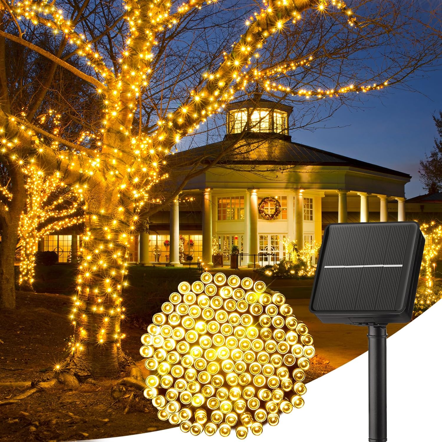 Solar-lichterkette Für Den Außenbereich – 5 M, 20 Leds, 8 Lichtmodi, Ip65 Wasserdicht, Warmweißes Licht – Dekorative Beleuchtung Für Garten, Bäume Und Partys – 5 M
