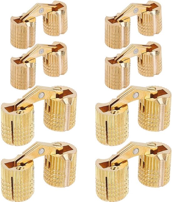 8 Stück 8 Mm 10 Mm Messing-zylinderbänder, Zylindrische, Verdeckte Möbelbänder, Verdeckte, Unsichtbare Schrankbänder, Montage Mit 180-grad-öffnungswinkel Für