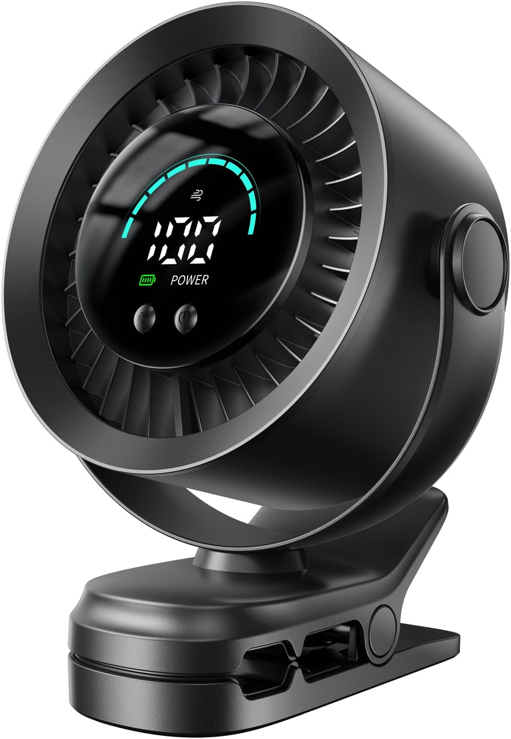 Led-anzeige, Tragbarer Clip-ventilator, Ideal Für Reisen (schwarz), Kleiner Akku-ventilator Für Draußen, 360° Drehbar Und Leistungsstarker Luftstrom, Wiederaufladbarer Usb-ventilator