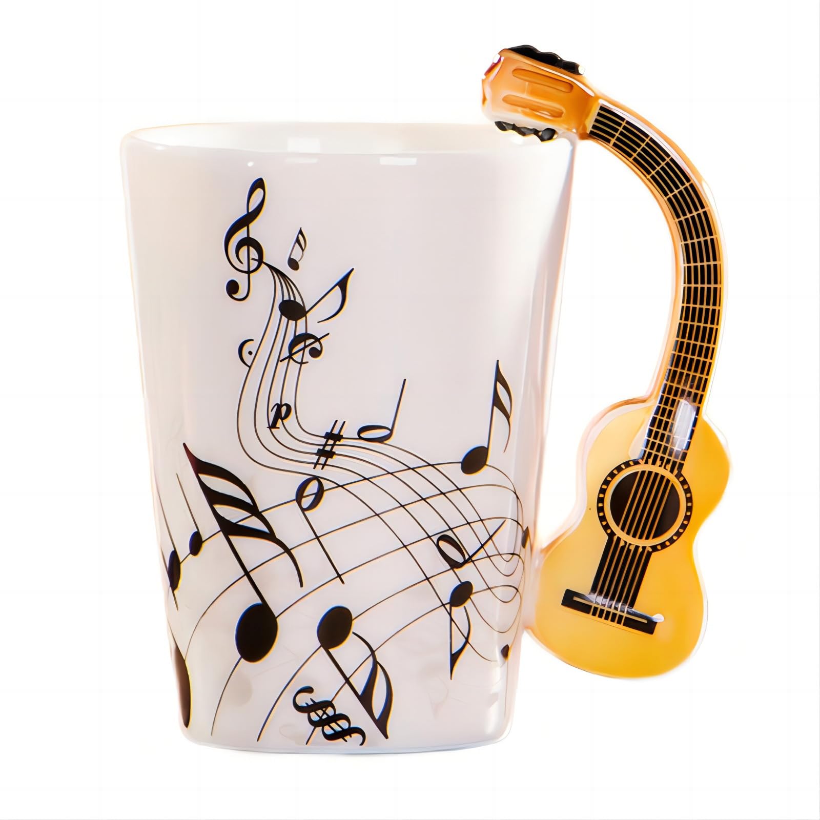 8,5 Oz Kreativer Musikbecher Im Geigen-gitarren-stil, Keramiktasse Für Kaffee, Tee Oder Milch Mit Henkel (akustische Gitarre)