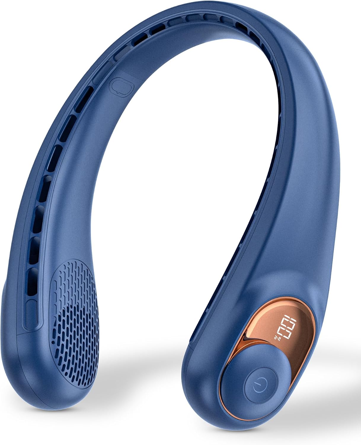 Tragbarer Nackenventilator Mit Led-anzeige, Ideal Für Reisen, 4000-mah-akku, Perfekt Für Zuhause Und Sport (blau), Wiederaufladbar Über Usb-c