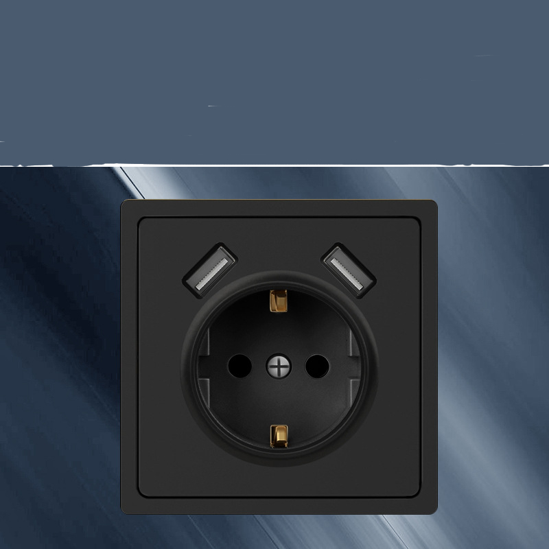 Unterputzsteckdose Mit 2 Usb-anschlüssen, 55 5v/2,1a Schutzkontaktsteckdose Für Mobiltelefone Oder Smartphones, Anthrazit, 4000w, 250v, Schwarz