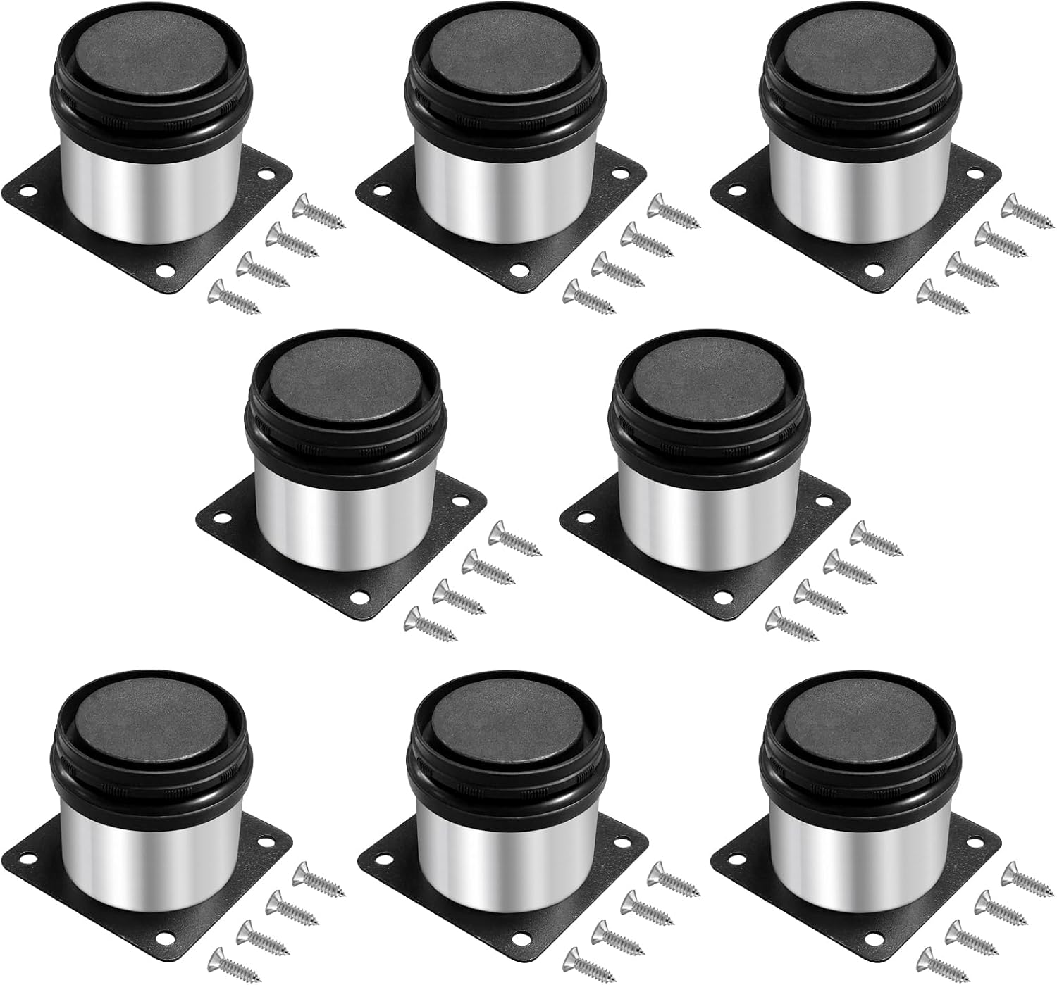 Set Mit 8 Verstellbaren Möbelfüßen, 5 Cm, Verstellbare Füße Für Möbel, Rund, Metall, Edelstahl, Höhenverstellbar 0-15 Mm
