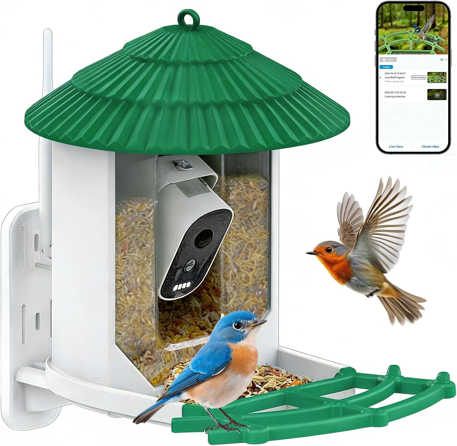 Benachrichtigung Und Automatische Aufzeichnung, Hd, Ip65, 5200 Mah, Nachtsicht, 1080p-auflösung, Vogelfutterhaus Mit Kamera, Ki-vogelerkennung