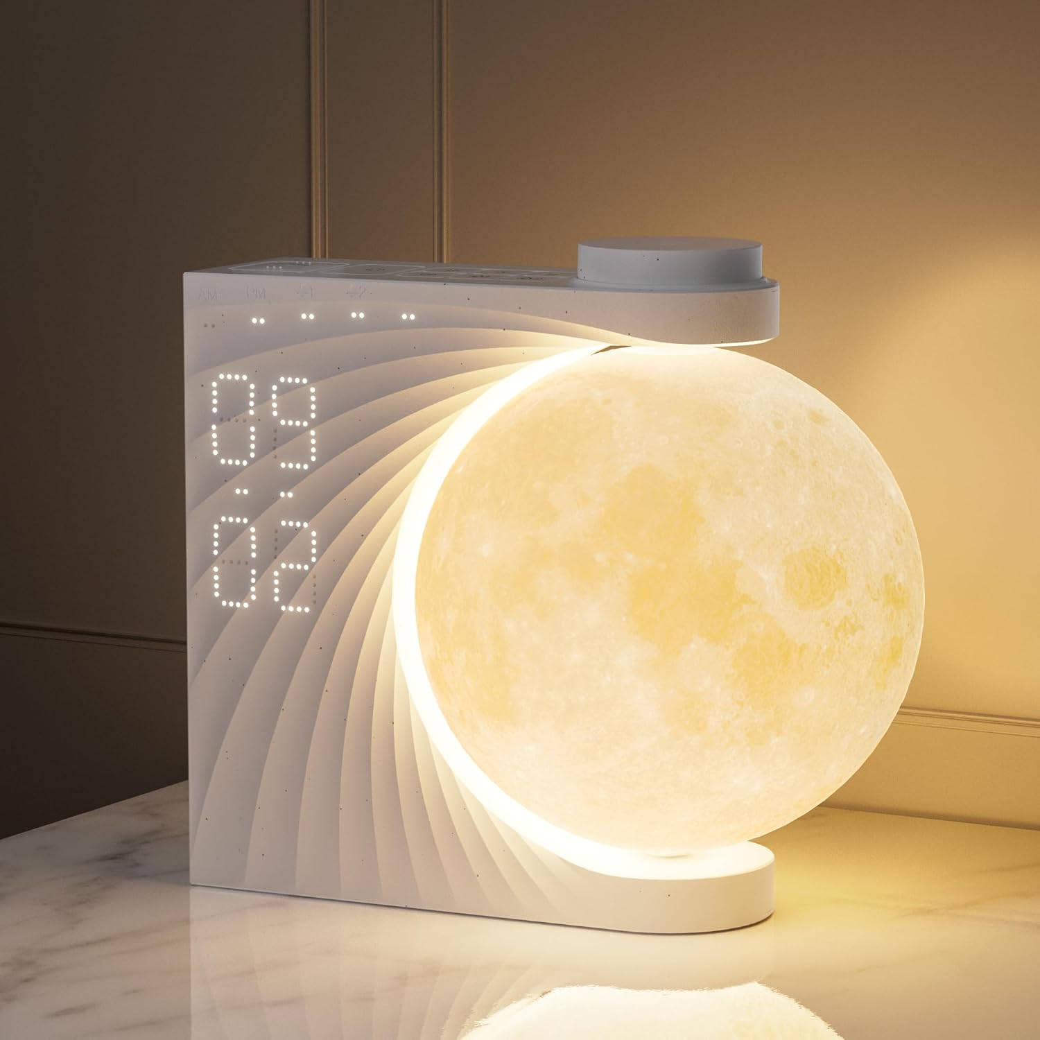 Mondlampe Mit Lichtwecker, Rgb-mondlicht Mit 8 Farben, 10 Naturgeräuschen Und 3 Helligkeitsstufen.