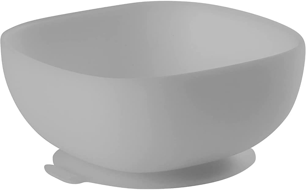 Schüssel Mit Saugnapf Für Kinder, Aus Weichem Und Sehr Strapazierfähigem Material, Geeignet Für Tisch/hochstuhl, Mikrowellengeeignet, Grau