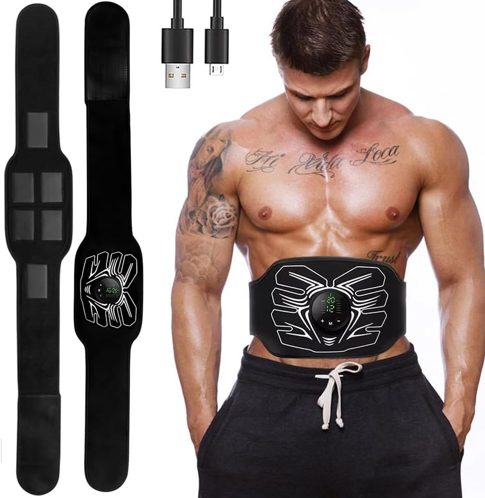 Bauchmuskelstimulator, Tragbarer Ems-bauchtrainer Für Fitness Zu Hause Und Im Büro, Krafttraining – Schwarz