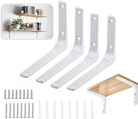 Regalträger-set – 200 X 150 Mm Weiße Halterung – Edelstahl – Regalträger In Industriequalität – Wandmontage Mit Metallhalterung